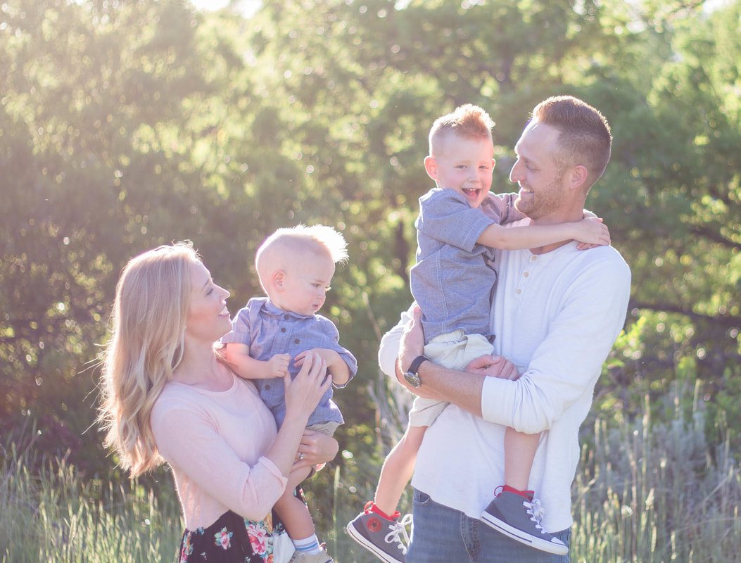 Family in evening light